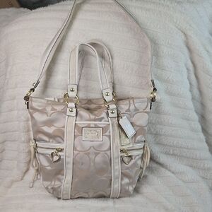 Coach Poppy Cream and Gold Shoulder Bag